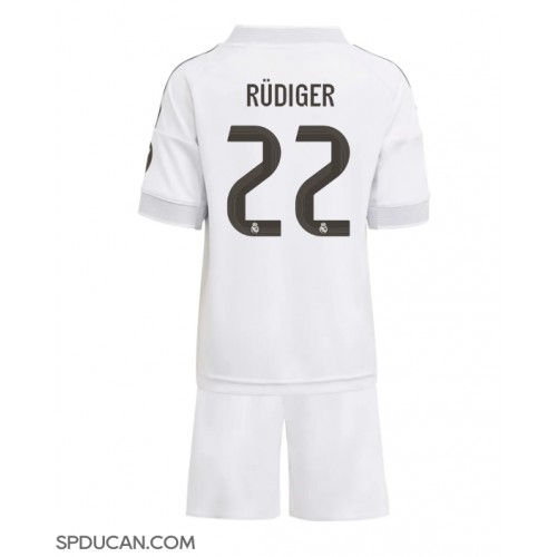 Dječji Nogometni Dres Real Madrid Antonio Rudiger #22 Domaci 2025-26 Kratak Rukav (+ Kratke hlače)